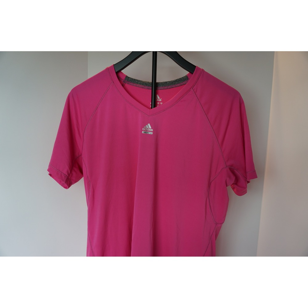 Adidas‎ Techfit Climalite Womens Pink V-Neck Training Shirt XL RN88387 CA40312